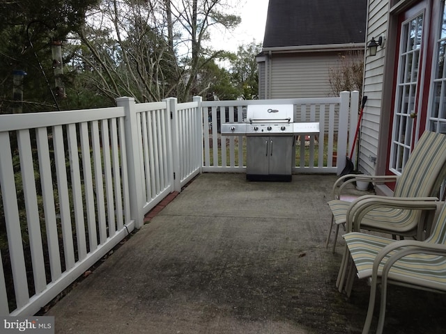 view of patio / terrace featuring a grill