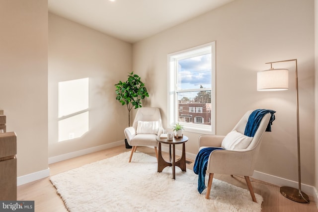 living area featuring light hardwood / wood-style flooring