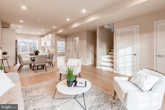 living room featuring light hardwood / wood-style floors