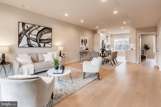 living room with light wood-type flooring