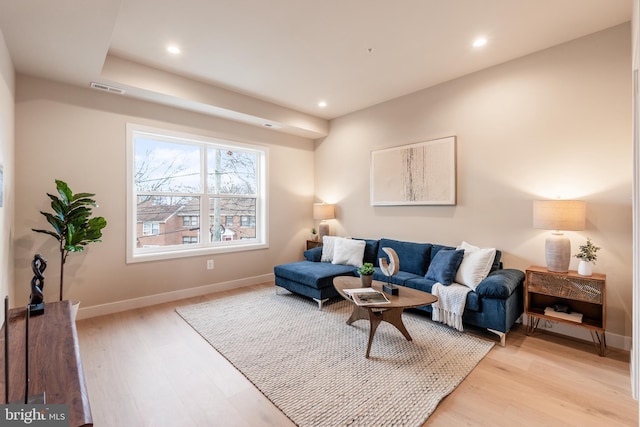 living room featuring light hardwood / wood-style floors