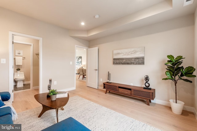 living area featuring light hardwood / wood-style flooring