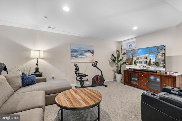 living room featuring carpet floors