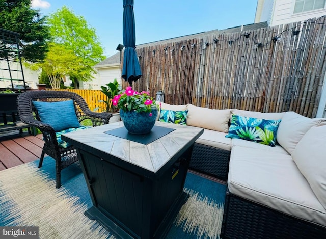 deck featuring an outdoor hangout area