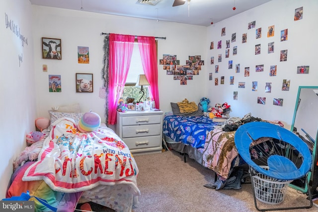 bedroom with carpet and ceiling fan