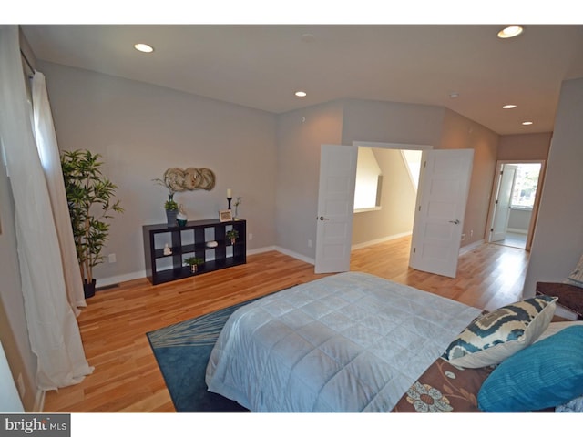 bedroom featuring light hardwood / wood-style flooring