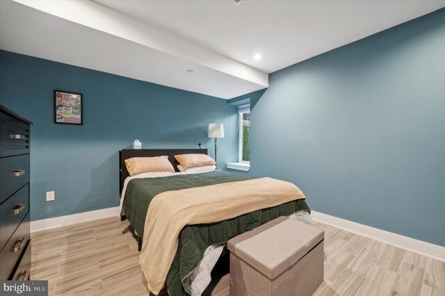 bedroom featuring light hardwood / wood-style flooring