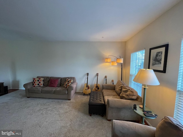 living room featuring carpet