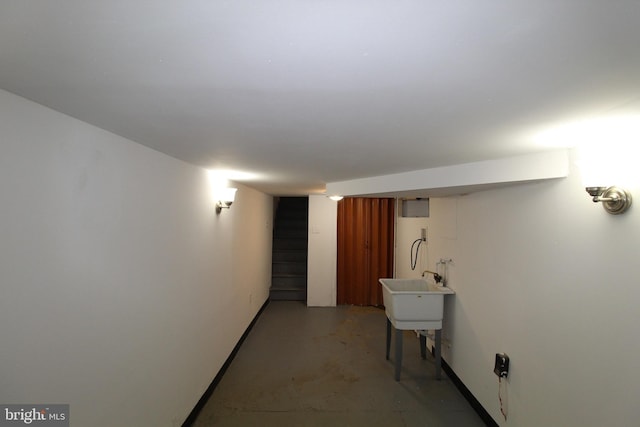 basement featuring sink