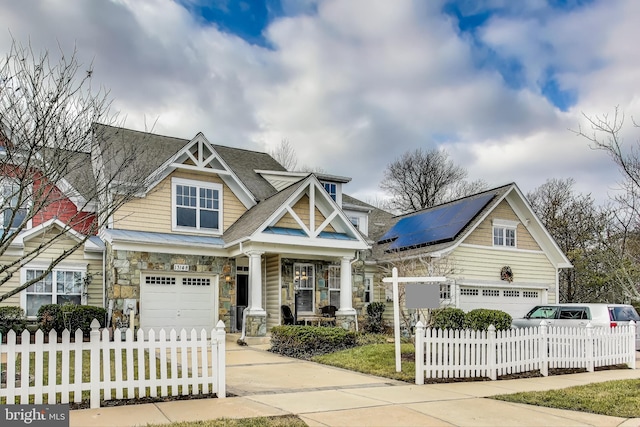 craftsman house with solar panels