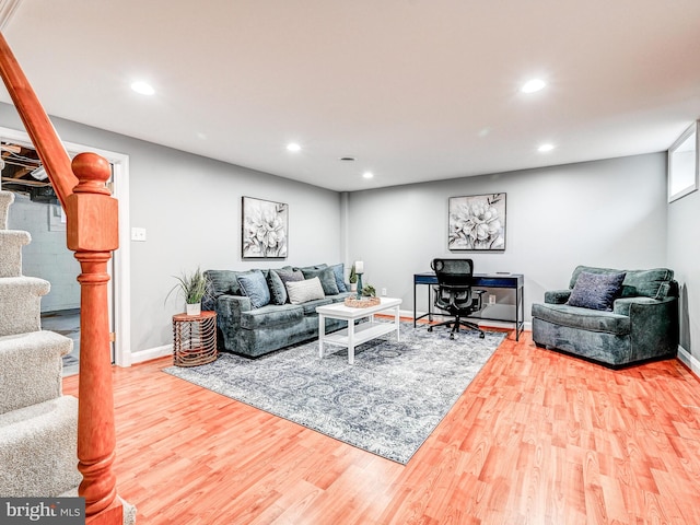 living room with hardwood / wood-style flooring