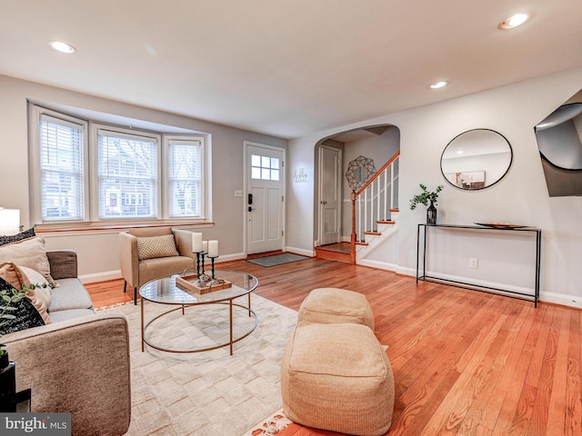 living room featuring light hardwood / wood-style flooring