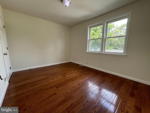 spare room with dark wood-type flooring