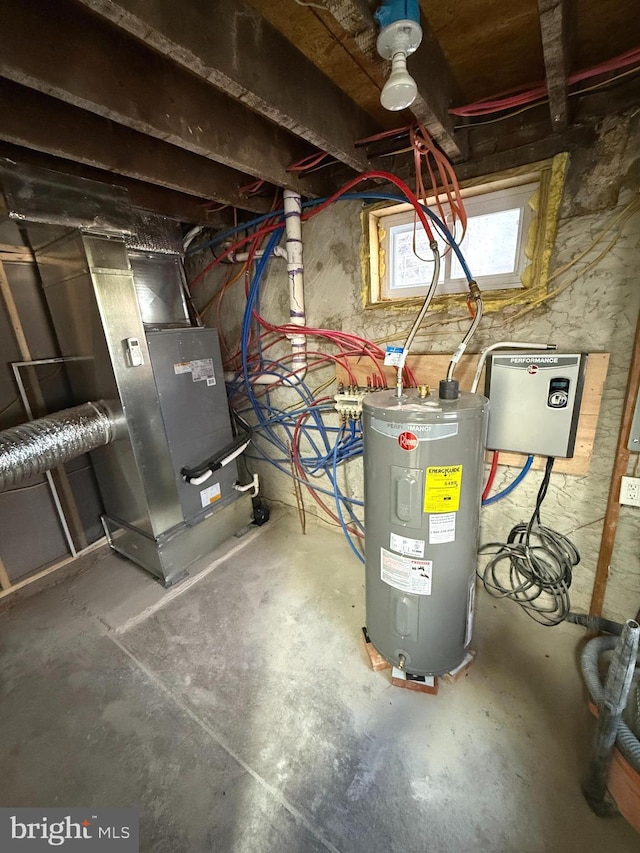 utility room featuring electric water heater