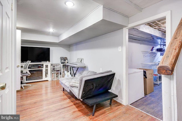 interior space with hardwood / wood-style flooring