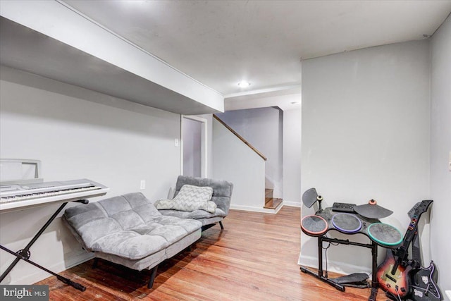 sitting room featuring light hardwood / wood-style floors