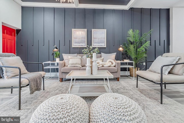 living room featuring light hardwood / wood-style flooring