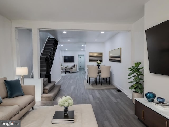 living room featuring hardwood / wood-style floors