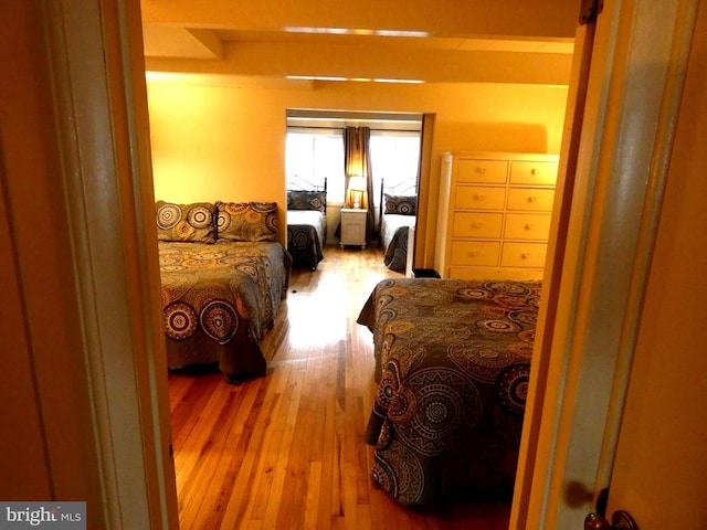 bedroom with light hardwood / wood-style floors