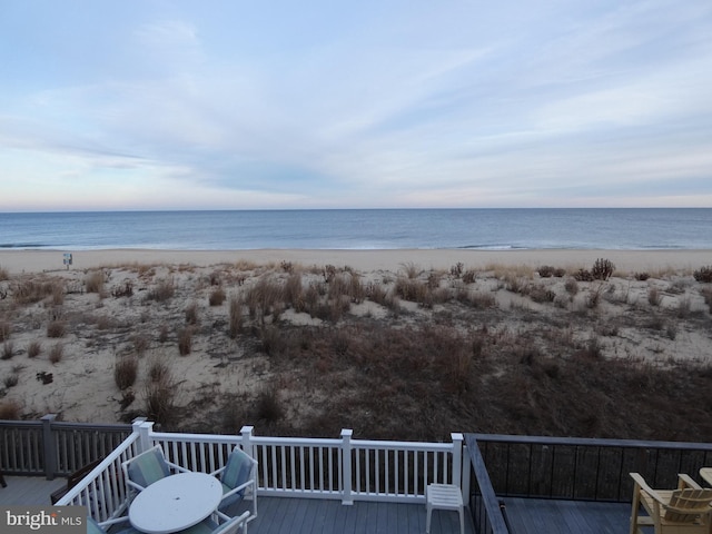 view of water feature featuring a beach view