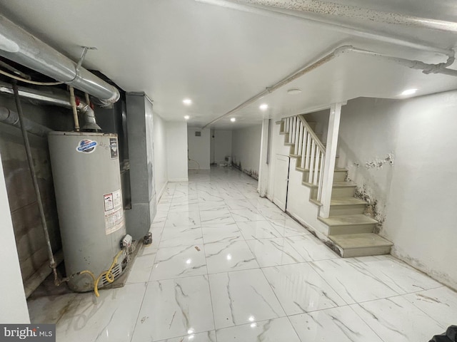 basement with gas water heater