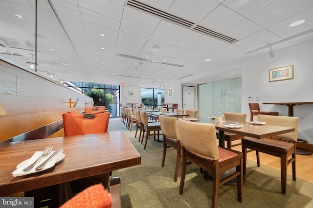 dining space featuring recessed lighting and visible vents