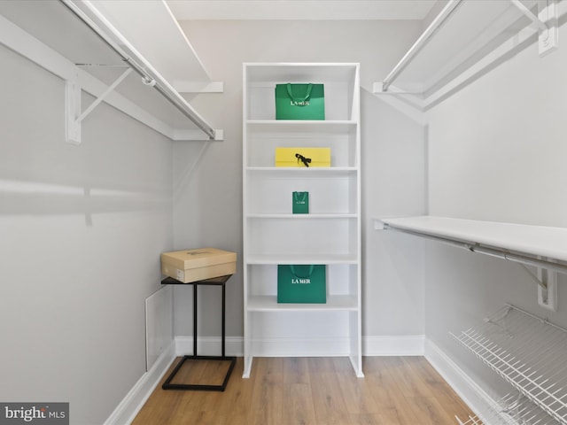 spacious closet with light wood-type flooring