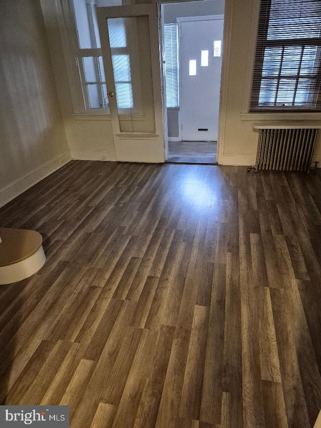 interior space featuring dark hardwood / wood-style floors and radiator