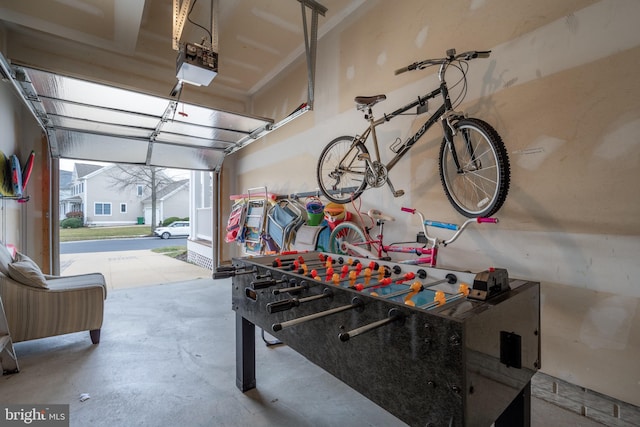 garage with a garage door opener