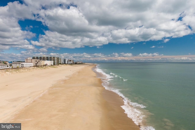 property view of water featuring a view of the beach