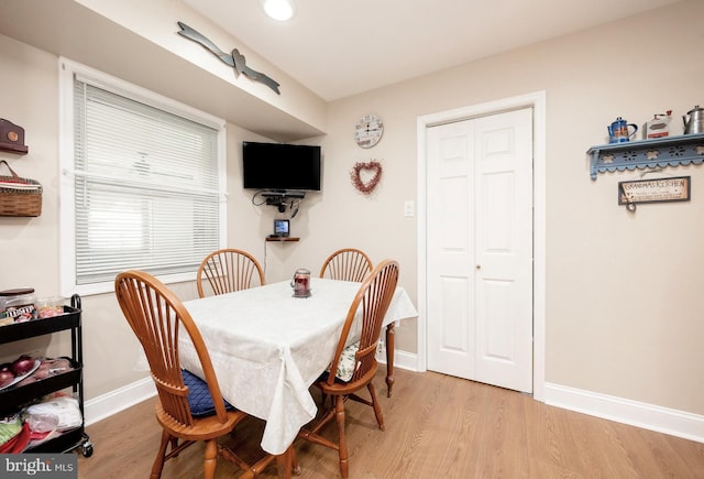 dining area featuring light hardwood / wood-style flooring