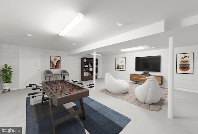 game room featuring carpet floors