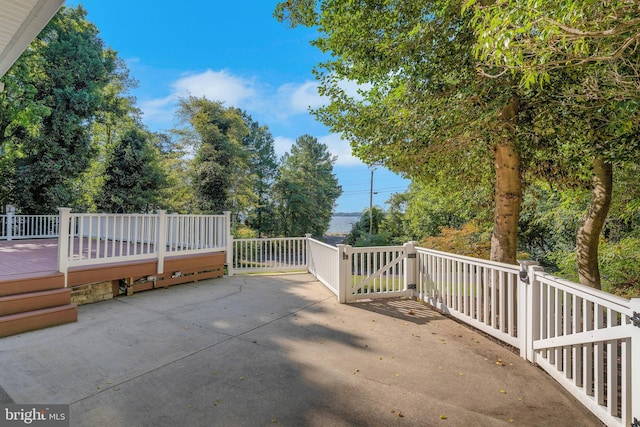 view of patio featuring a wooden deck