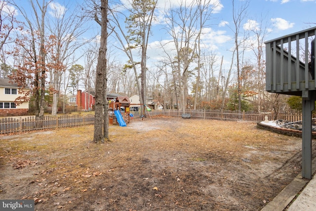 view of yard featuring a playground