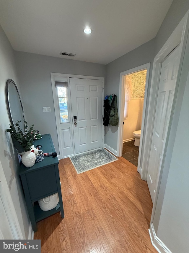 entryway featuring hardwood / wood-style flooring