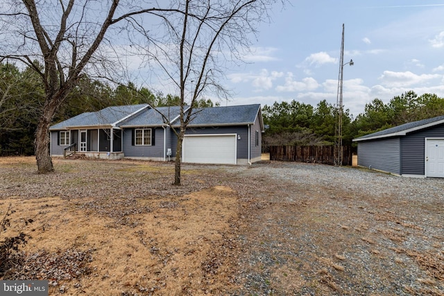 single story home with a garage