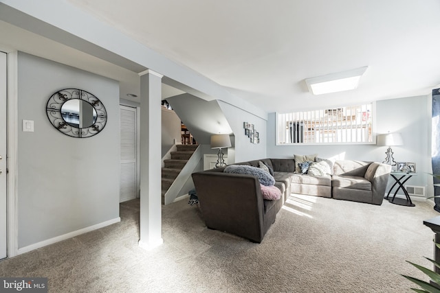 living room featuring carpet floors