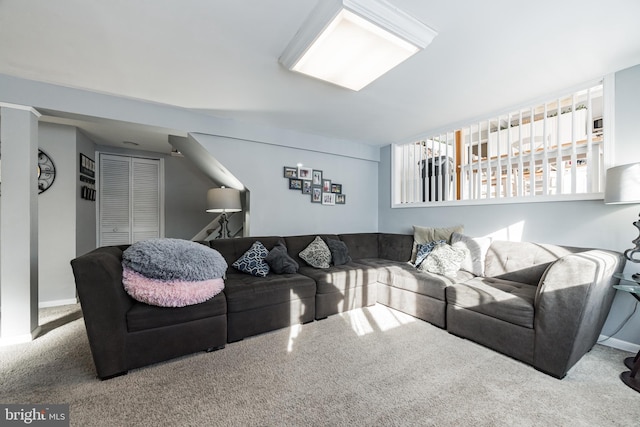 living room featuring carpet floors