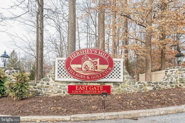 view of community sign