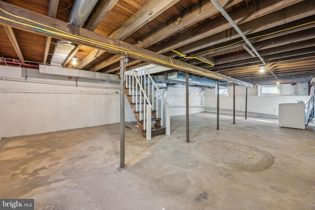 basement with independent washer and dryer