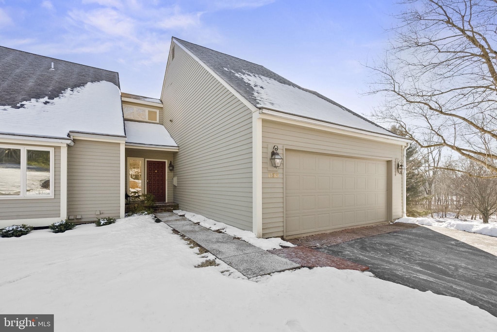 exterior space featuring a garage