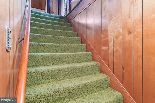 stairs with wooden walls