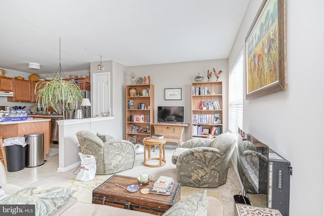 view of tiled living room