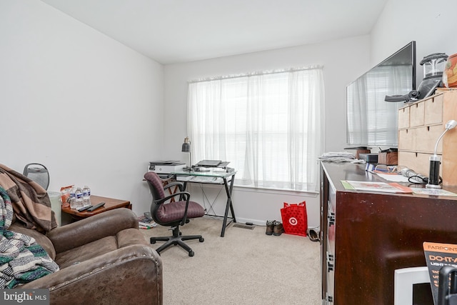 view of carpeted office space