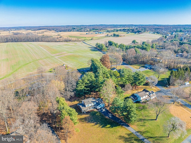 bird's eye view with a rural view