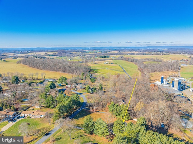 aerial view featuring a rural view