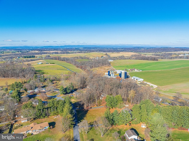 aerial view with a rural view