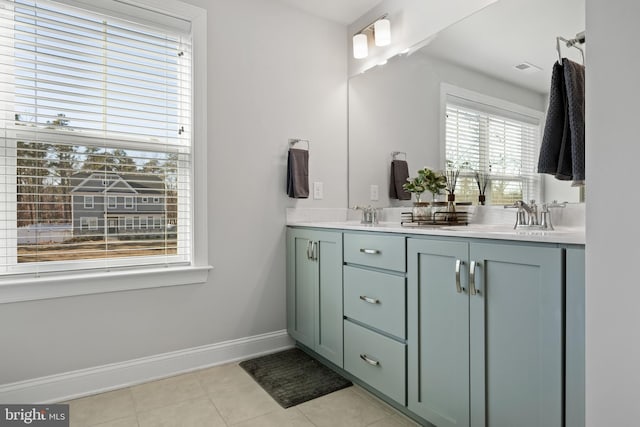 bathroom featuring tile patterned flooring and vanity