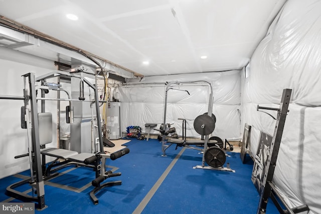 workout room with gas water heater