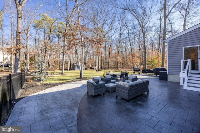 view of patio / terrace with grilling area and an outdoor living space